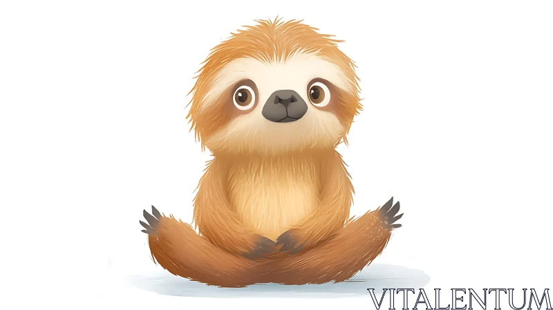 Cute Sloth with Fluffy Fur AI Image