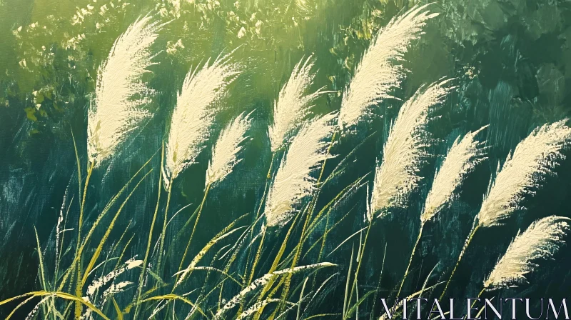 AI ART Pampas Grass in a Verdant Setting