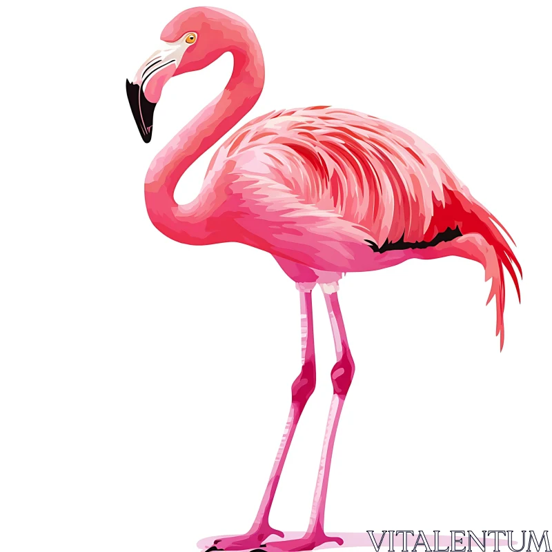 Pink Flamingo Bird Vector Illustration AI Image