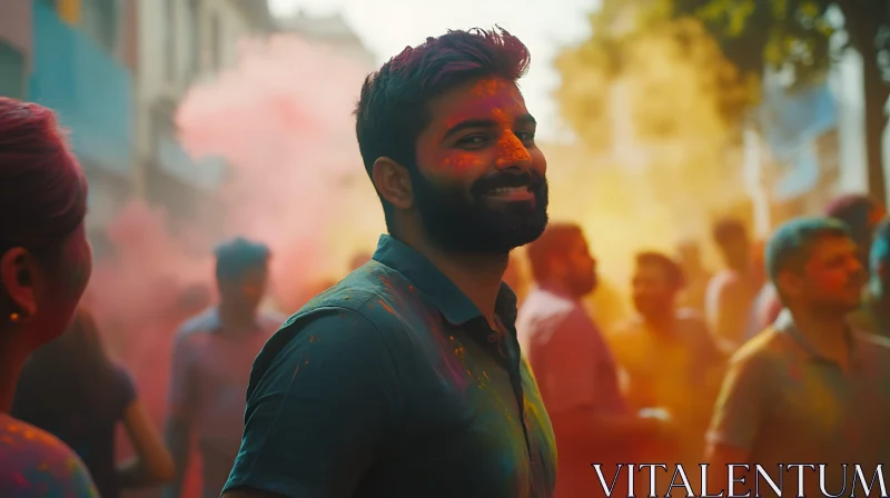 Man Celebrating Holi with Colors AI Image