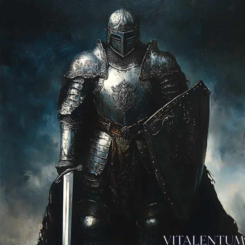 AI ART Medieval Knight with Sword and Shield