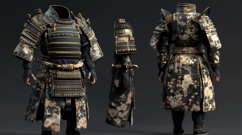 Detailed Samurai Armor with Gold Accents