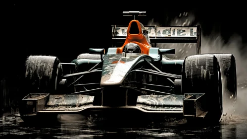 Artistic Racing Car Against Water Wall - Fine Art Photography