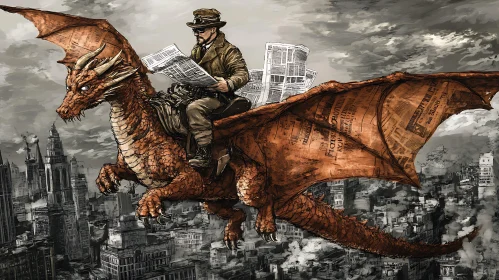 Dragon Courier in Steampunk Metropolis