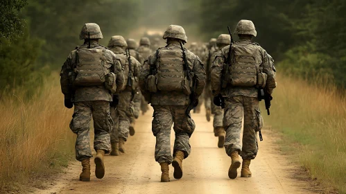 Marching Soldiers in Camouflage
