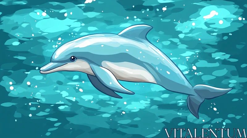 Dolphin in Enchanted Ocean Waters AI Image