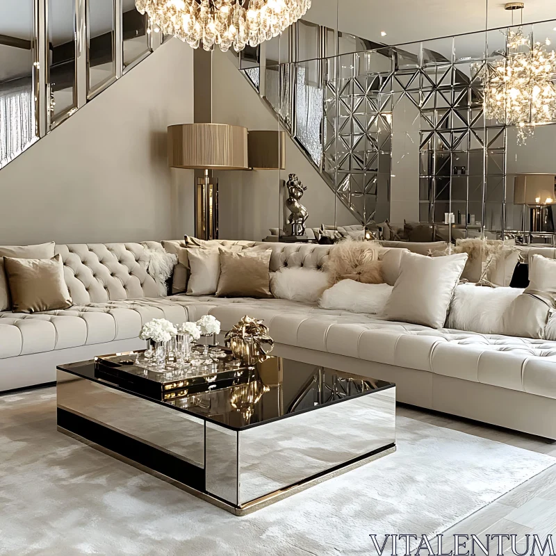 AI ART Elegant and Modern Living Room Interior Design