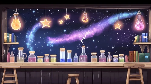 Magical Potions and Celestial Starry Night