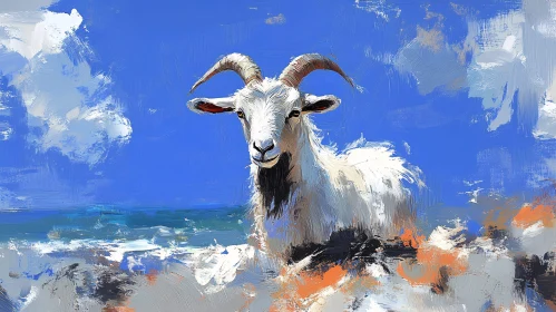 Artistic Goat Landscape Illustration