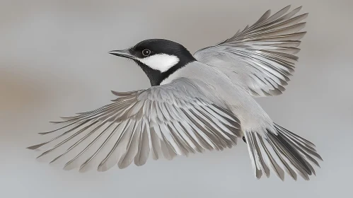 Chickadee Mid-Flight