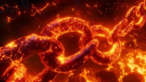 Fiery Molten Chain Immersed in Lava