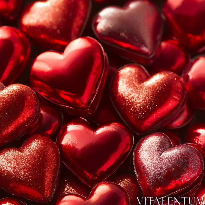 Glittering Red Hearts for Valentine's Day AI Image