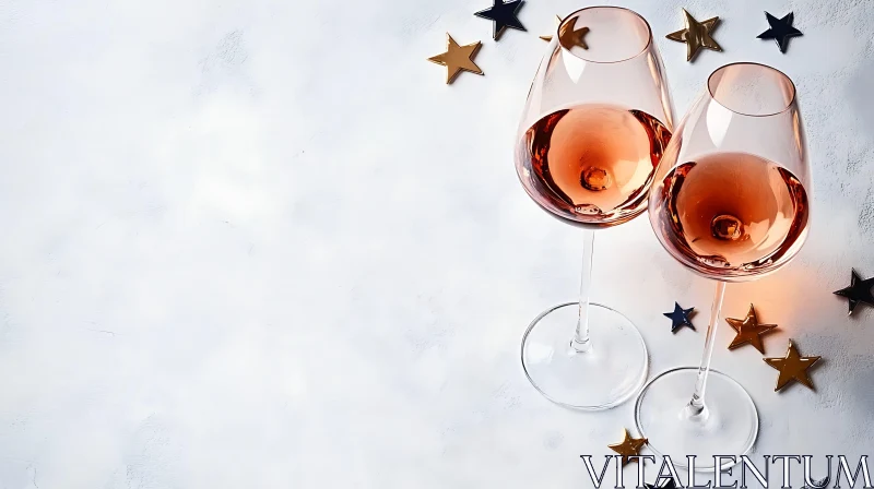 AI ART Festive Wine Glasses with Star Confetti