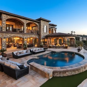 Elegant Villa by the Pool at Dusk