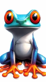 Vivid Blue and Orange Frog Illustration