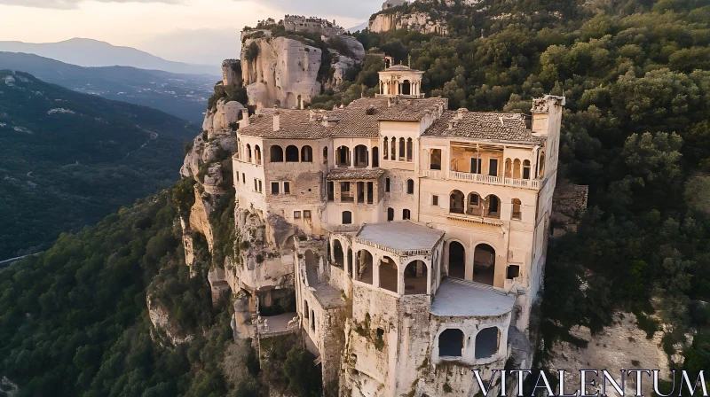 AI ART Old Building on a Cliff