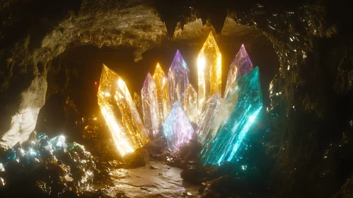 Luminous Gems in Underground Cave