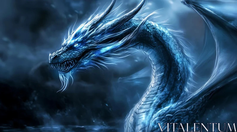 AI ART Azure Dragon in the Night