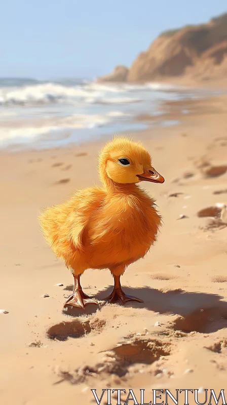 Beach Duckling AI Image