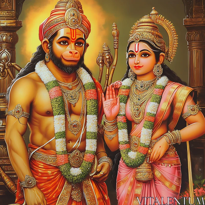 Hindu Gods in Traditional Attire AI Image