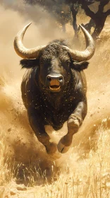 Powerful Bull in Motion