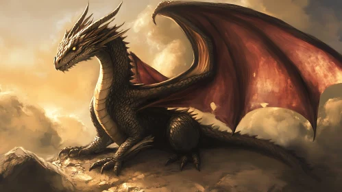 Fantasy Dragon with Spread Wings