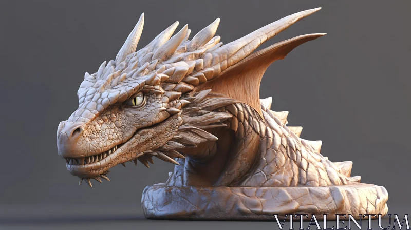 AI ART Detailed Dragon Head Sculpture