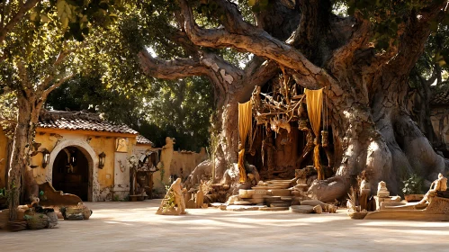 Old Tree in a Sunny Courtyard