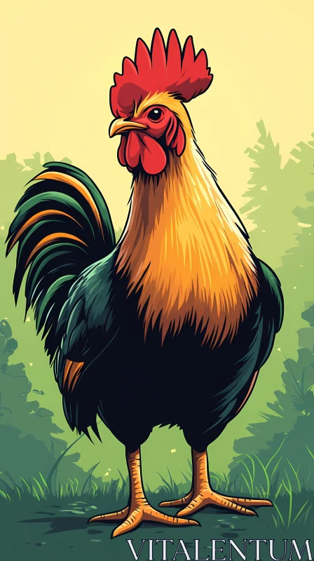 Colorful Rooster Illustration AI Image