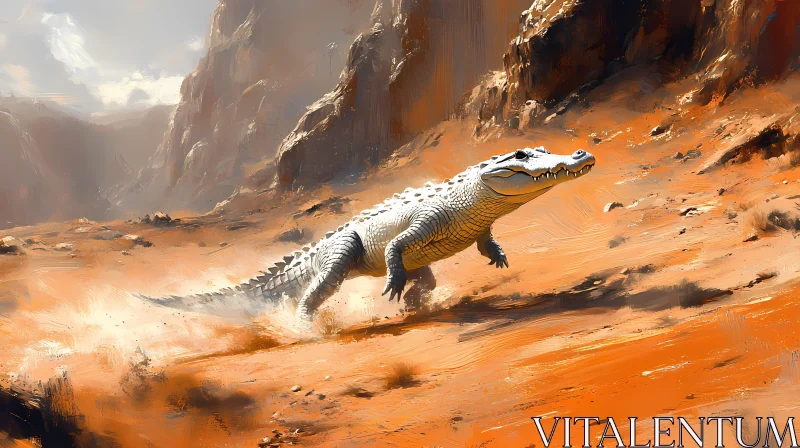 AI ART Crocodile in Arid Terrain