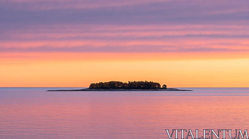 AI ART Calm Island in Sunset Colors