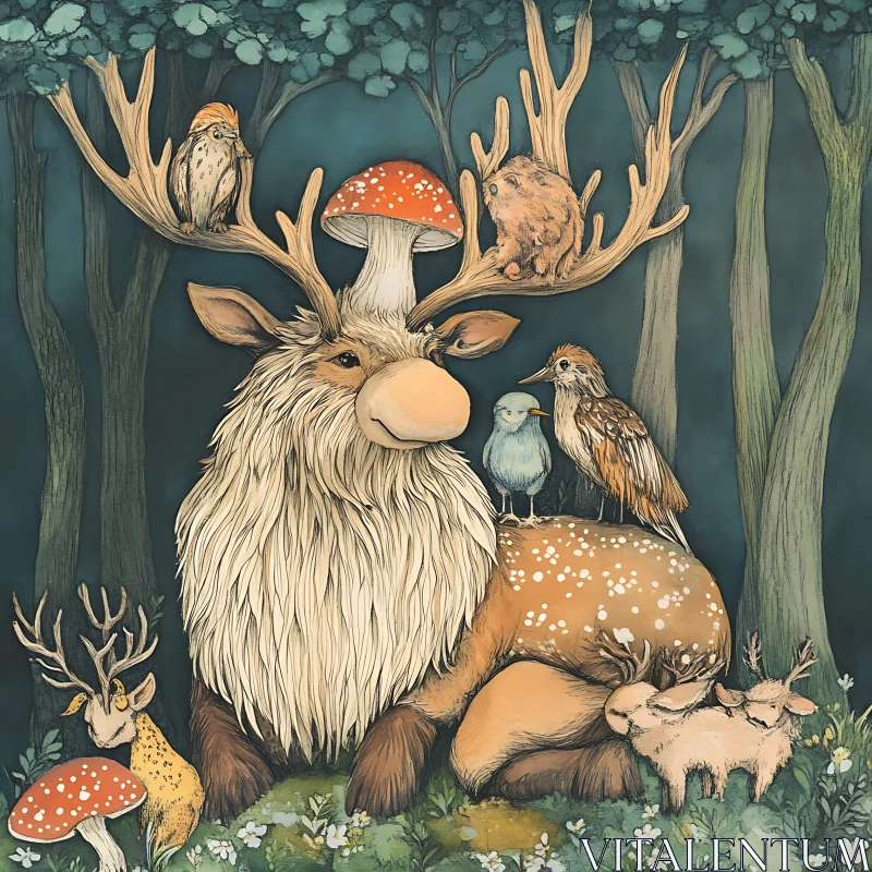 Enchanted Woodland Illustration AI Image