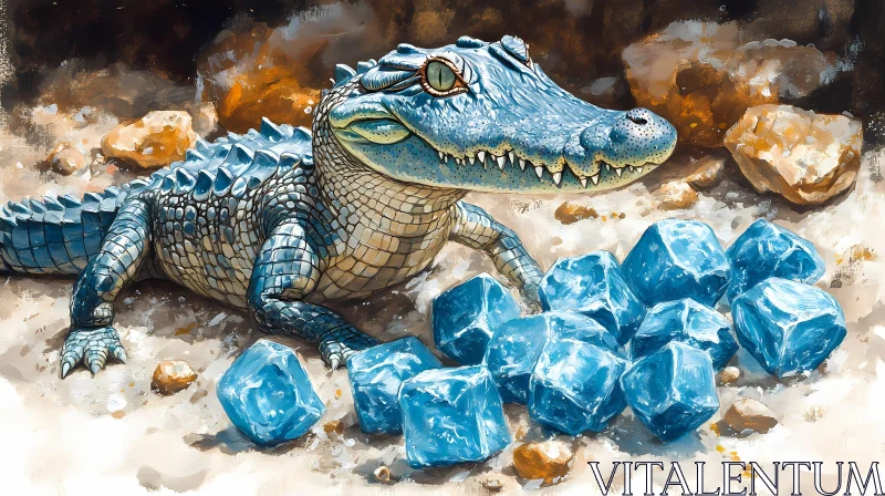 Fantasy Crocodile and Ice AI Image