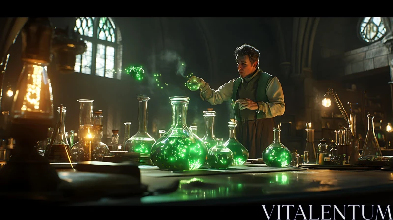 AI ART Green Potion in Lab