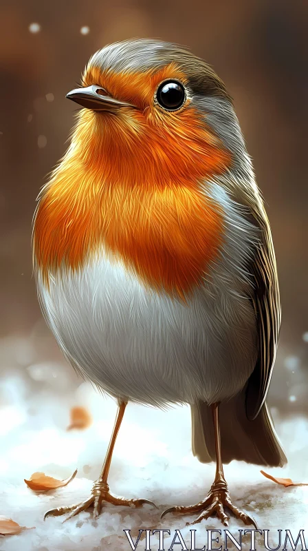 Vivid Robin Among Snowflakes AI Image