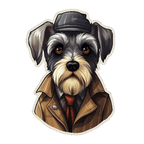 Cartoon Dog in Hat and Coat - Serious Expression POD Design