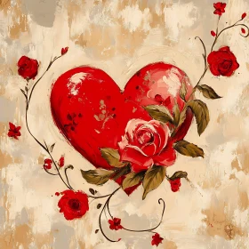 Floral Heart with Roses Artwork