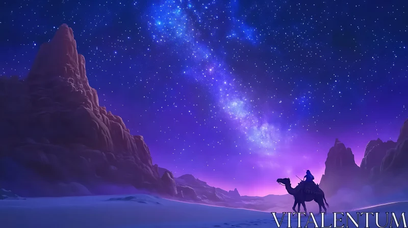 Camel Ride Under the Stars AI Image