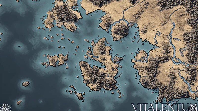 Explore a Captivating Map of a Fictional World AI Image
