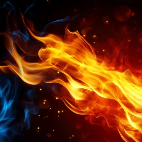 Dynamic Flames in Orange, Red, and Blue