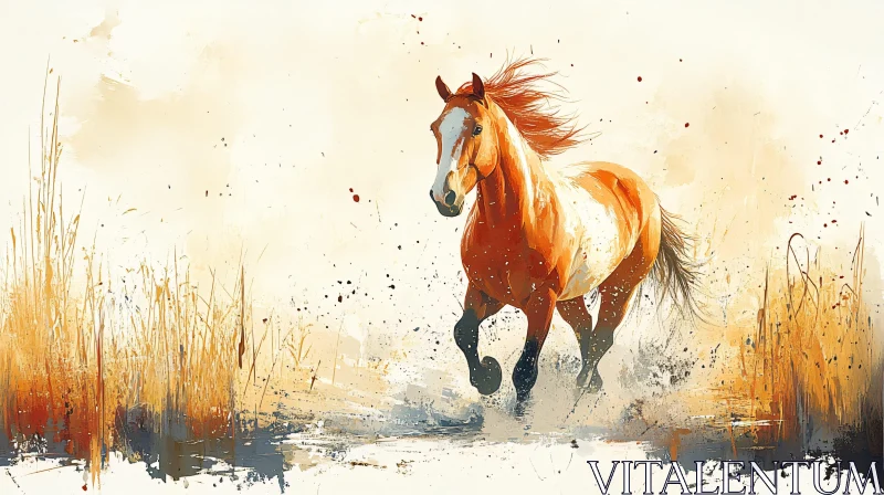 Galloping Horse in Artistic Scenery AI Image