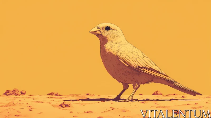 Minimal Desert Bird Art AI Image