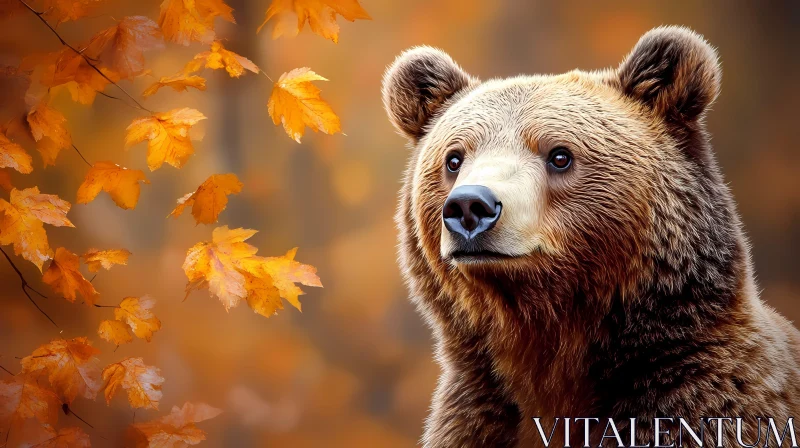 AI ART Thoughtful Bear in Fall