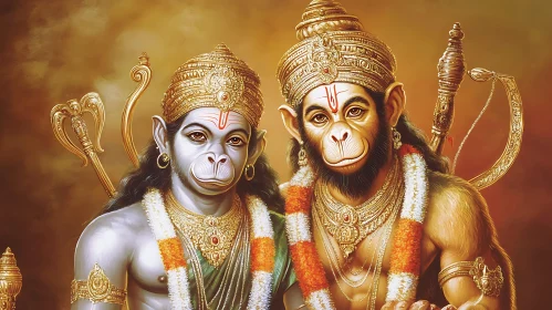 Hanuman Brothers: A Golden Divine Depiction