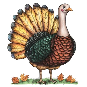Whimsical Turkey Artwork for Autumn