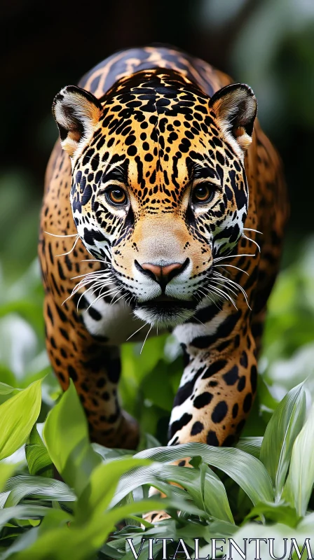 Jaguar Among Leaves AI Image