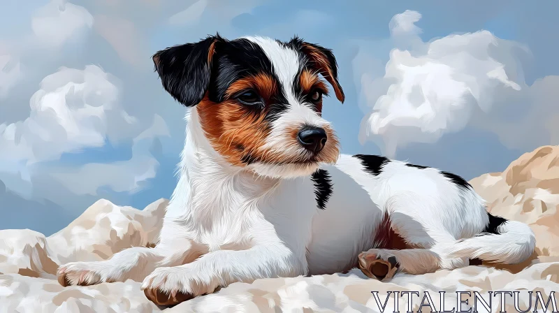 Small Dog Against a Sky Background AI Image