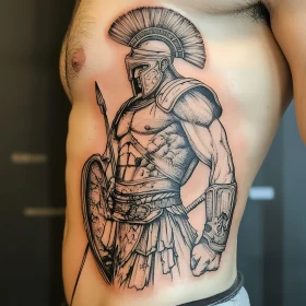 Ancient Warrior Tattoo Black Ink