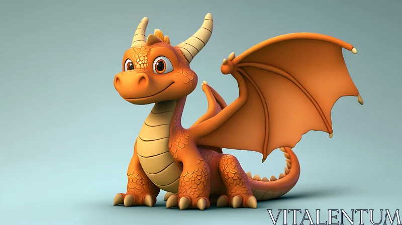 AI ART Friendly Orange Dragon Cartoon Image