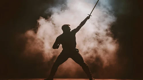 Silhouette of a Warrior with Sword